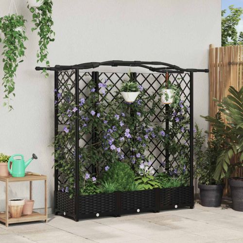 Повдигнато легло с решетка и покривка Черен 163 x 40 x 126 см