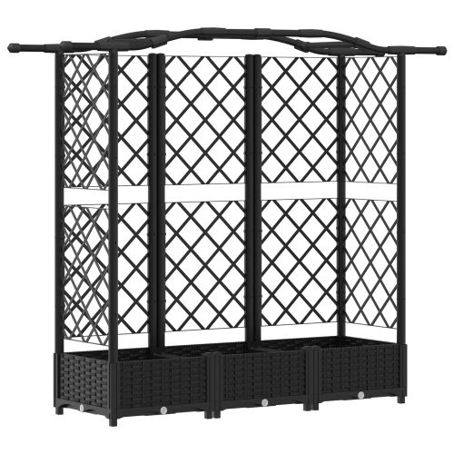Повдигнато легло с решетка и покривка Черен 163 x 40 x 126 см