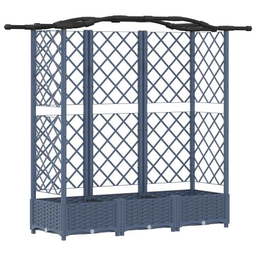 Повдигнато легло с решетка и покривка Сив 163 x 40 x 126 см ПП