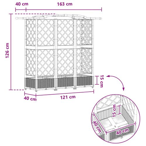 Повдигнато легло с решетка и покривка Сив 163 x 40 x 126 см ПП
