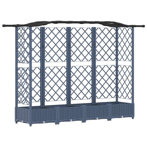 Повдигнато легло с решетка и покривка Сив 203,5 x 40 x 125 см