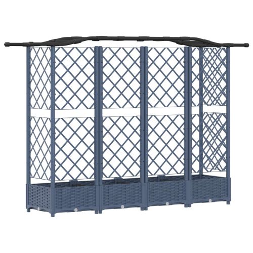 Повдигнато легло с решетка и покривка Сив 203,5 x 40 x 125 см