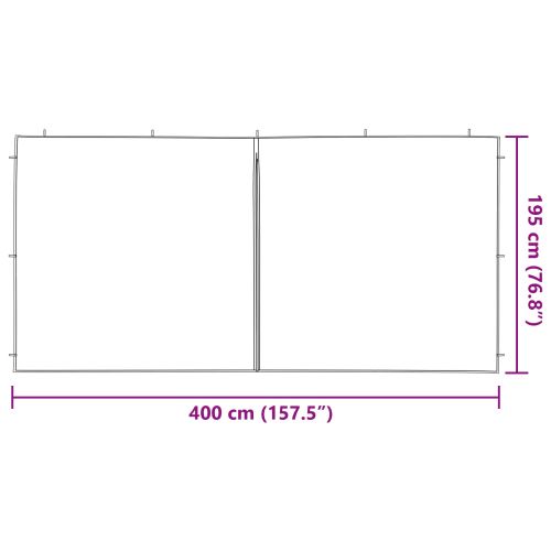 Стена на палатка за парти 2 pcs Светлосиво 400 x 195 см