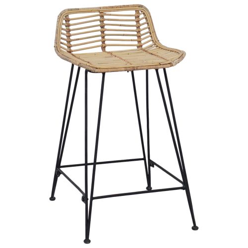 Бар стол 2 pcs Натурално 44 x 45 x 76 см Ратан и стомана