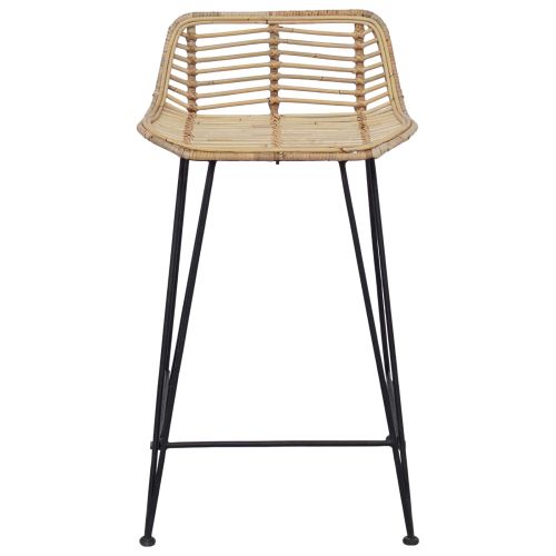 Бар стол 2 pcs Натурално 44 x 45 x 76 см Ратан и стомана