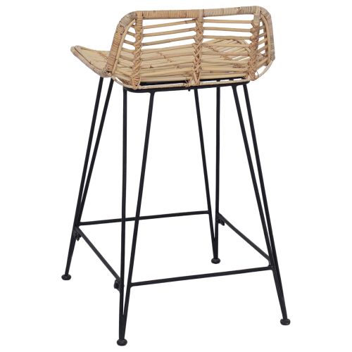Бар стол 2 pcs Натурално 44 x 45 x 76 см Ратан и стомана