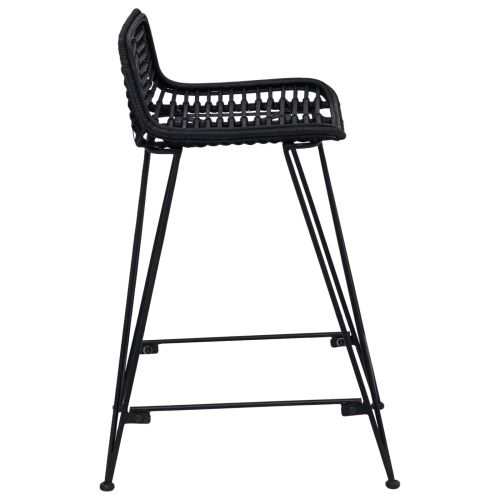 Бар стол 2 pcs Черно 44 x 45 x 76 см Ратан и стомана