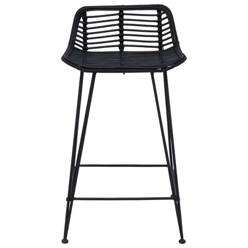 Бар стол 2 pcs Черно 44 x 45 x 76 см Ратан и стомана