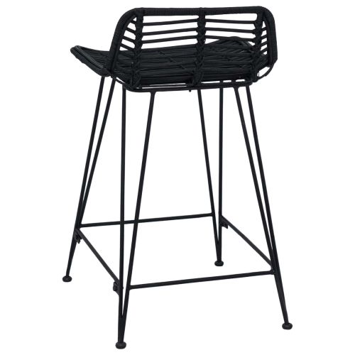 Бар стол 2 pcs Черно 44 x 45 x 76 см Ратан и стомана