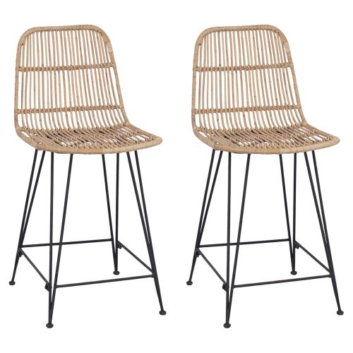 Бар стол 2 pcs Натурално 44 x 54 x 96 см Ратан и стомана