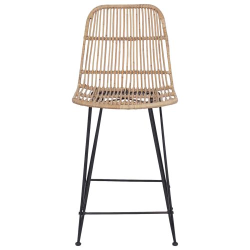Бар стол 2 pcs Натурално 44 x 54 x 96 см Ратан и стомана