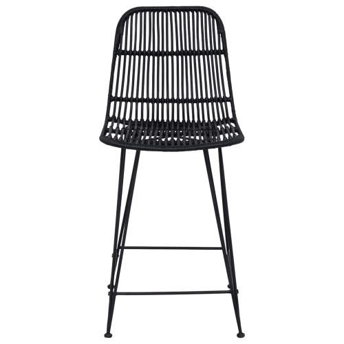 Бар стол 2 pcs Черно 44 x 54 x 96 см Ратан и стомана