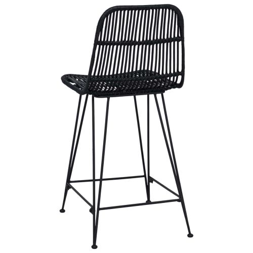 Бар стол 2 pcs Черно 44 x 54 x 96 см Ратан и стомана