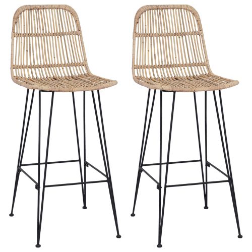 Бар стол 2 pcs Натурално 44 x 55 x 109 см Ратан и стомана