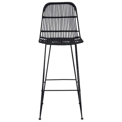 Бар стол 2 pcs Черно 44 x 55 x 109 см Ратан и стомана