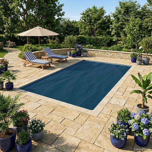 Покритие за басейн Изключително тежко Черен и син 488 x 244 cm