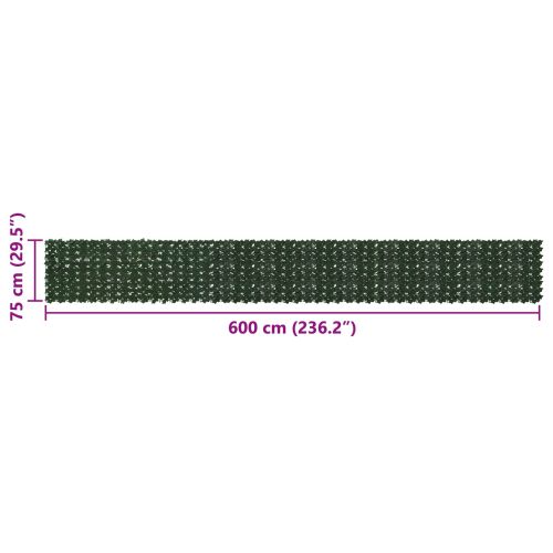 Завеса за балкон с листа Тъмнозелено 600 x 75 cm