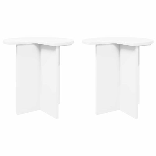 Странична маса 2 pcs Бяло Ø 39 x 38 см Инженерна дървесина