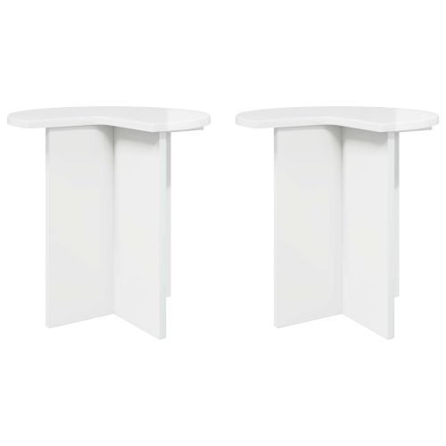 Странична маса 2 pcs Бял гланц Ø 39 x 38 см Инженерна дървесина
