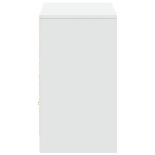 ТВ шкаф с LED, бял, 91x34x61 см, инженерно дърво