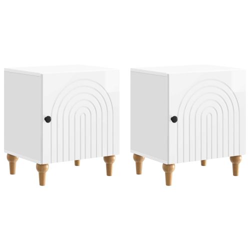 Нощен шкаф 2 pcs Бял гланц 43 x 34,5 x 50 см