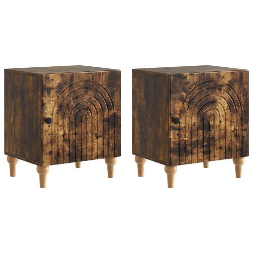 Нощен шкаф 2 pcs Опушен дъб 43 x 34,5 x 50 см
