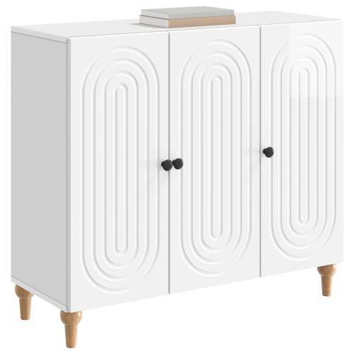 Служебен шкаф Бял гланц 89 x 34,5 x 80 см Инженерна дървесина