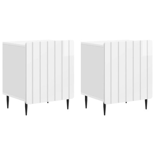 Нощен шкаф 2 pcs Бял гланц 43 x 34,5 x 52 см