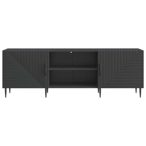 ТВ шкаф Черно 150 x 31 x 50 см Инженерна дървесина