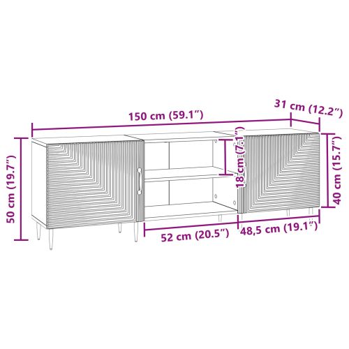 ТВ шкаф Опушен дъб 150 x 31 x 50 см Инженерна дървесина