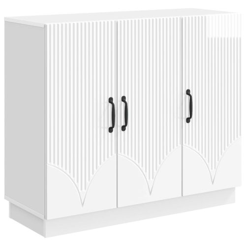 Служебен шкаф Бял гланц 89 x 34,5 x 77 см Инженерна дървесина