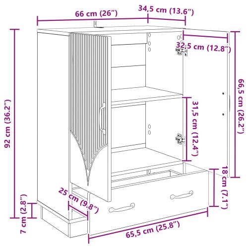 Служебен шкаф Бял гланц 66 x 34,5 x 92 см Инженерна дървесина