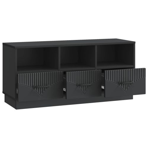 ТВ шкаф с чекмедже Черно 102 x 34,5 x 47 см Инженерна дървесина