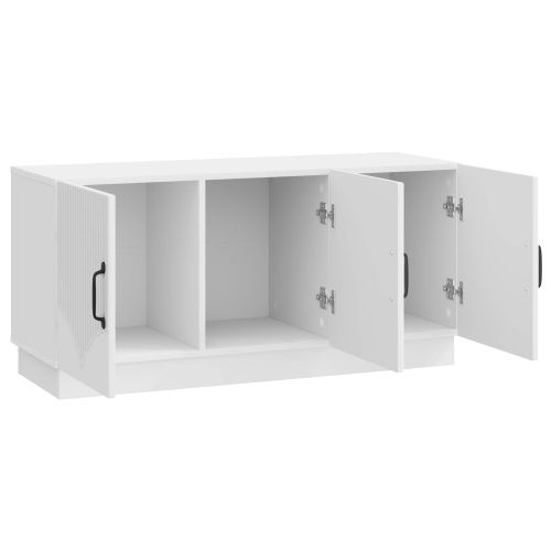 ТВ шкаф Бял гланц 99 x 34,5 x 47 см Инженерна дървесина