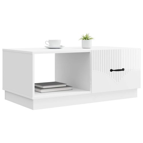 Масичка за кафе Бял гланц 90 x 50 x 37 см Инженерна дървесина