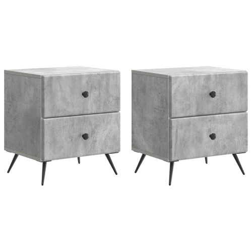 Нощен шкаф с чекмедже 2 pcs Бетонно сиво 43 x 34,5 x 47,5 см