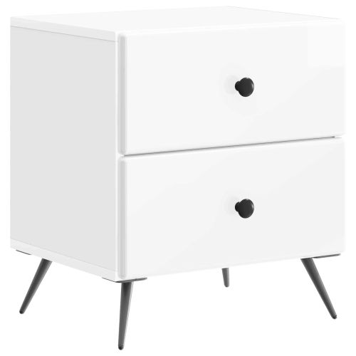 Нощен шкаф с чекмедже 2 pcs Бял гланц 43 x 34,5 x 47,5 см
