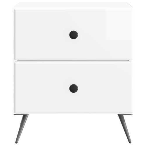 Нощен шкаф с чекмедже 2 pcs Бял гланц 43 x 34,5 x 47,5 см