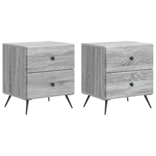 Нощен шкаф с чекмедже 2 pcs Сива сонома 43 x 34,5 x 47,5 см