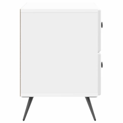 Нощен шкаф Бял гланц 62 x 34,5 x 47,5 см Инженерна дървесина