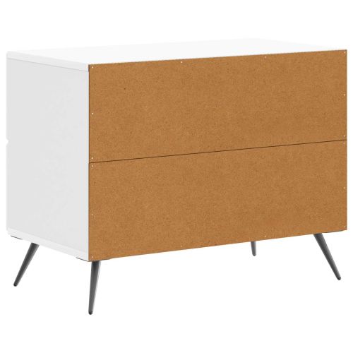 Нощен шкаф Бял гланц 62 x 34,5 x 47,5 см Инженерна дървесина