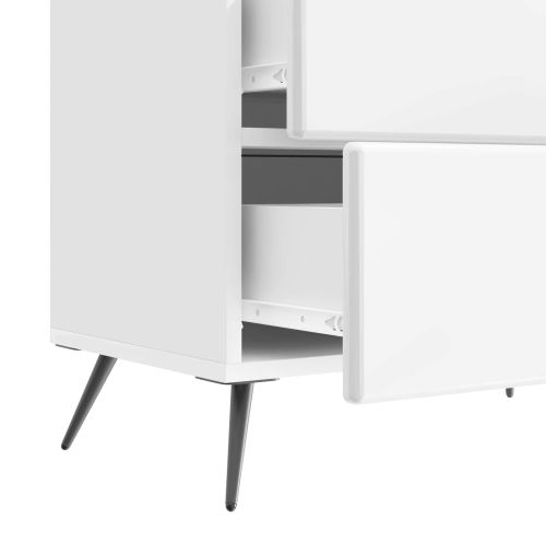 Нощен шкаф Бял гланц 62 x 34,5 x 47,5 см Инженерна дървесина