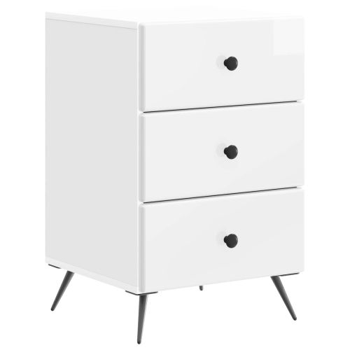 Нощен шкаф Бял гланц 43 x 41 x 66,5 см Инженерна дървесина