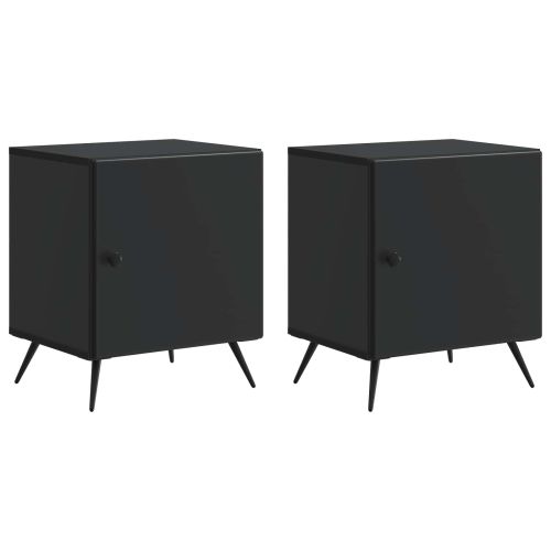 Нощен шкаф 2 pcs Черно 43 x 34,5 x 50 см Инженерна дървесина