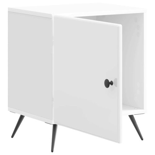 Нощен шкаф Бял гланц 43 x 34,5 x 50 см Инженерна дървесина
