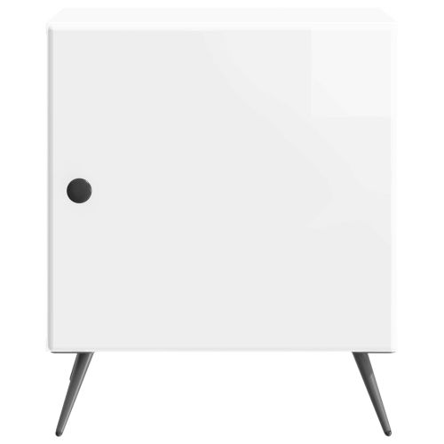 Нощен шкаф Бял гланц 43 x 34,5 x 50 см Инженерна дървесина