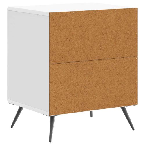 Нощен шкаф Бял гланц 43 x 34,5 x 50 см Инженерна дървесина