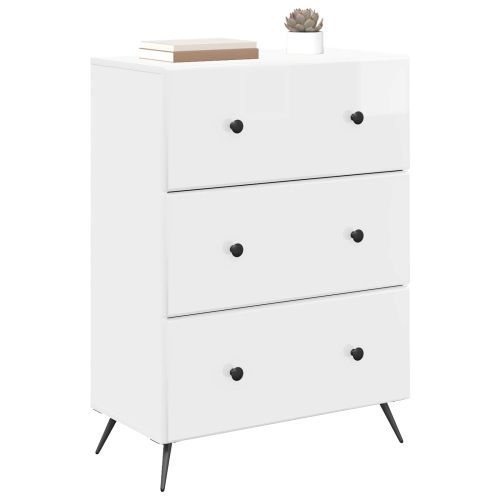 Чекмеджетен шкаф Бял гланц 66 x 34,5 x 90 см