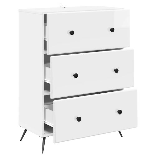 Чекмеджетен шкаф Бял гланц 66 x 34,5 x 90 см