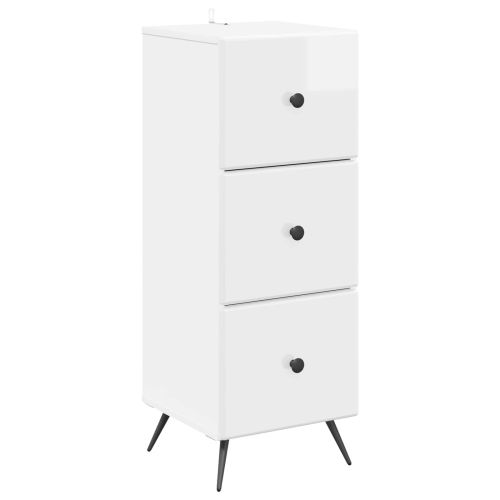 Чекмеджетен шкаф Бял гланц 33 x 34,5 x 90 см